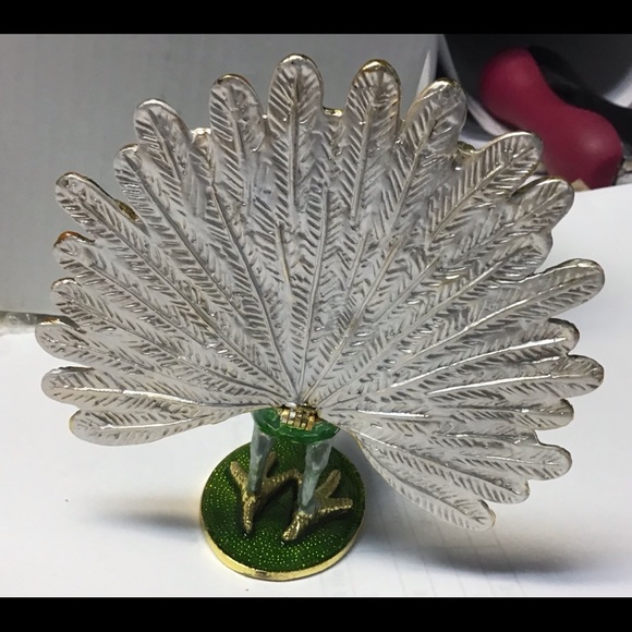 NIB enameled peacock box rhinestones 4” x 4” - Picture 4 of 6